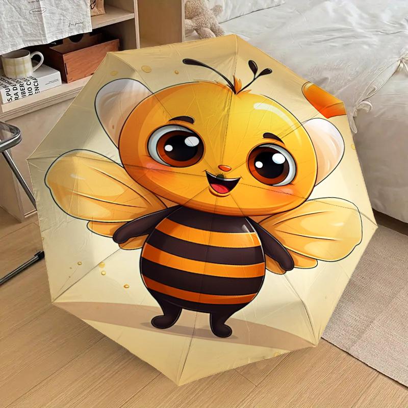 1PC Bee Heart Automatic Open/Close Umbrella with Windproof, 8-Rib Sturdy Canopy, Durable Ribs, Fashionable Design1290A