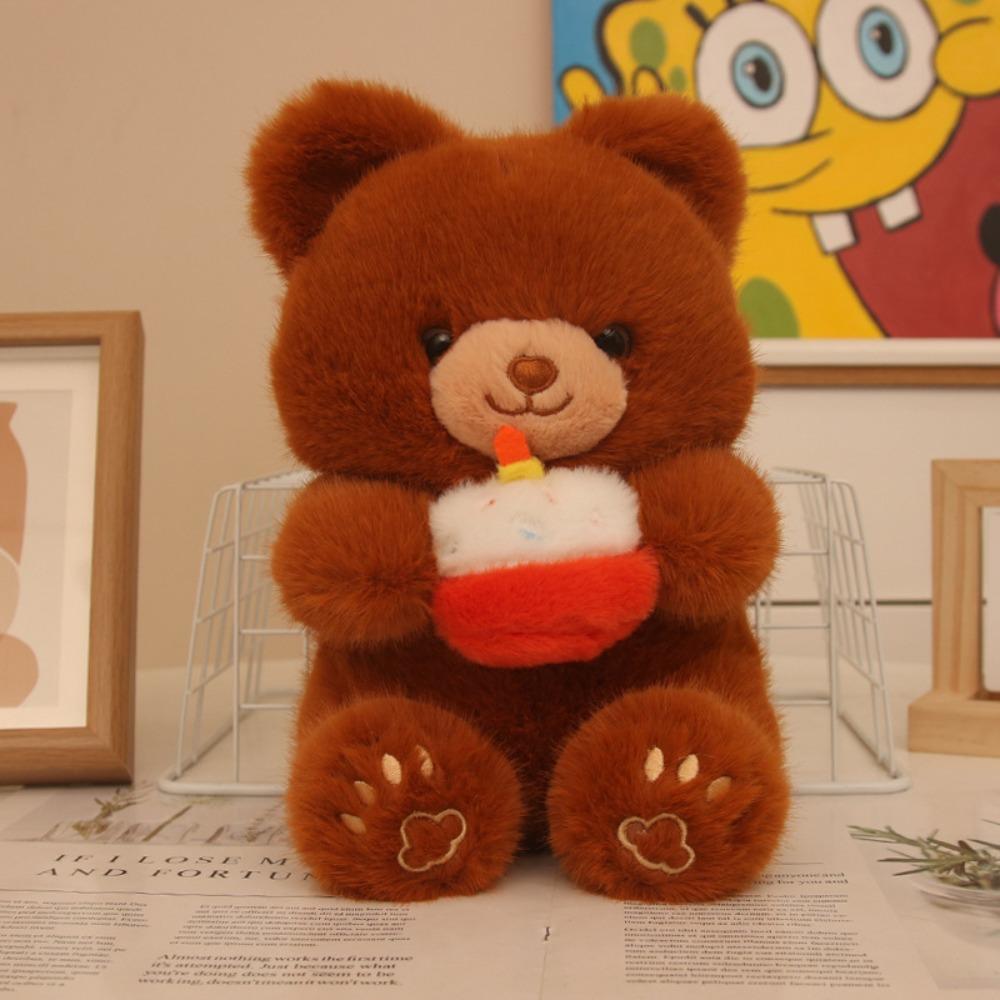 

Fluffy Cake Bear Plush Toy Sitting Animal Plush Doll Stuffed Bear Doll Kids Holiday Gifts коричневый