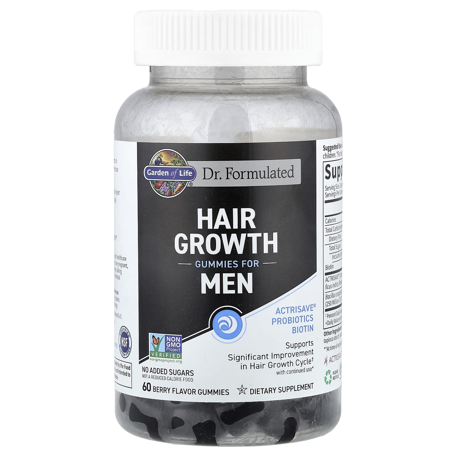 

Garden of Life, Men s Hair Growth Gummies, Berry, 60 Gummies
