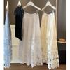 Lace Crochet A-Line Midi Skirt Hollow Patchwork Half Skirt Versatile Designer Women's Skirt JM2619