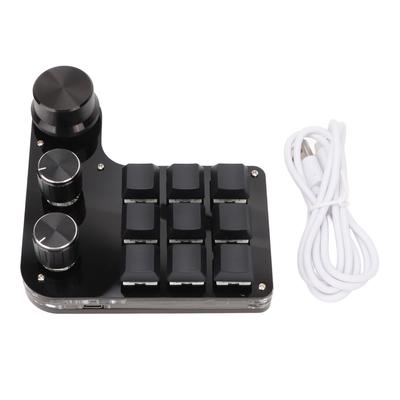 Mini Keypad 9 Keys 3 Knobs RGB Backlit Blue Switch Plug and Play Programmable Keypad for Gaming