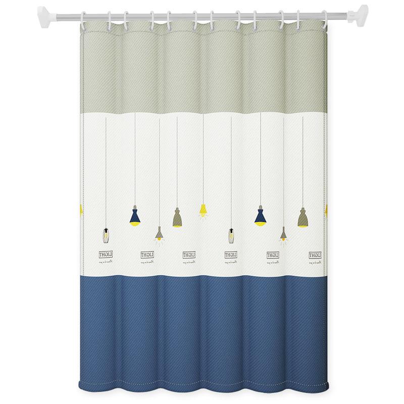 Whimsical Cartoon Print Bath Curtain Set - Durable Polyester Material