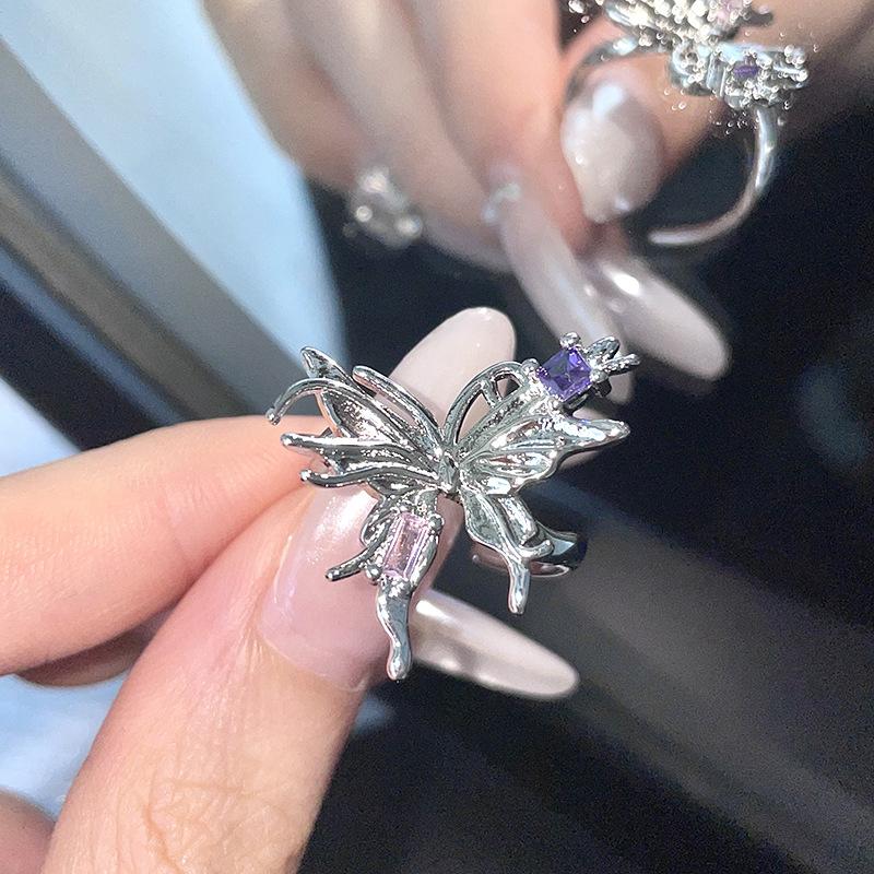 

Butterfly Ring Niche Design Sense Zircon Index Finger Opening Jewelry Love Personality High Sense Cold Wind Woman Adjustable opening