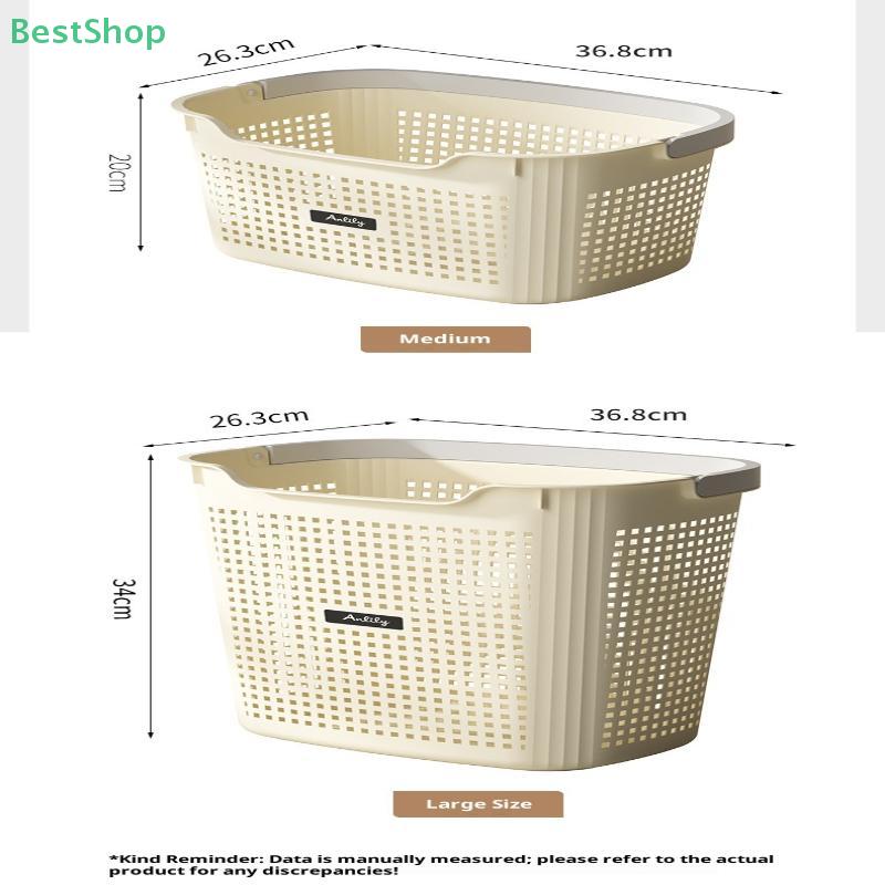Large Plastic Laundry Basket Storage Bin,Hollow Out Dirty Clothes Basket,Dormitory And Bathroom Portable Storage Basket