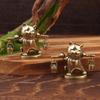 Retro Brass Lucky Cat Figurine Small Miniature Creative Tea Pet Sculpture Decoration Feng Shui for Home Cabinet Desk Office Gift