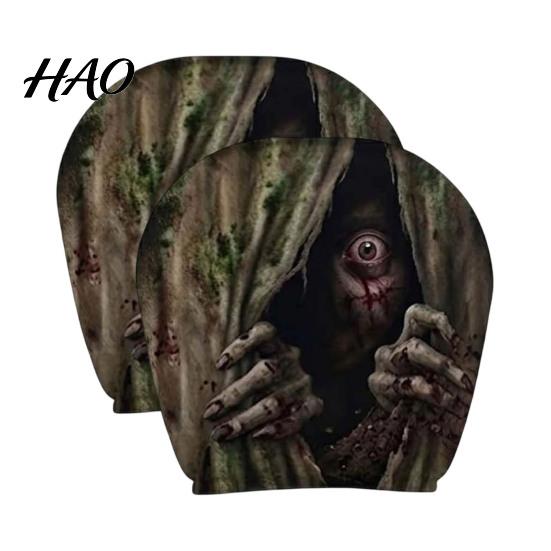 Gift for Car Enthusiasts 2Pcs Halloween Headrest Pillowcase, Universal Fit Pillow Cover, Soft Auto Interior Decoration Spooky Pillowcase Automotive