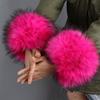 Frauen Kunstpelz Plüsch Manschette Hand Armwärmer flauschig weiche Handgelenk Band Handschuhe Winter