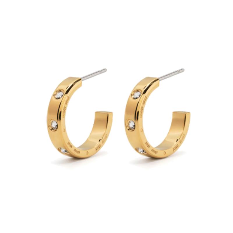 Kate Spade Engraved Logo Metal Glass Earrings Women's Gold KE025