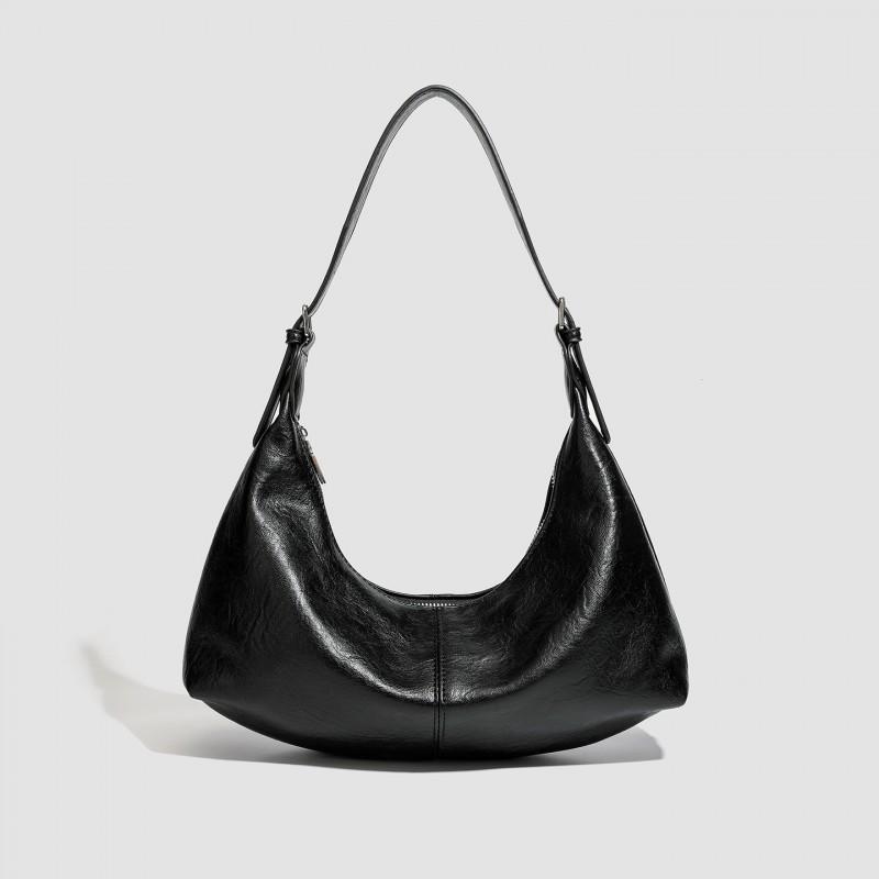 

2025 New Korean Style Retro All-matching Ins Simple Temperament Popular One-shoulder Underarm Cross-slung Dumpling Bag Trend чёрный
