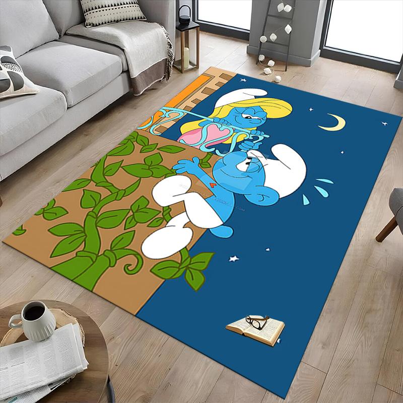 1pc Moonlit Smurf Romance Carpet for Playroom Bedroom Living Room Sofa Home Decor,kids Game Area Rug Non-slip Floor Mat Y723105