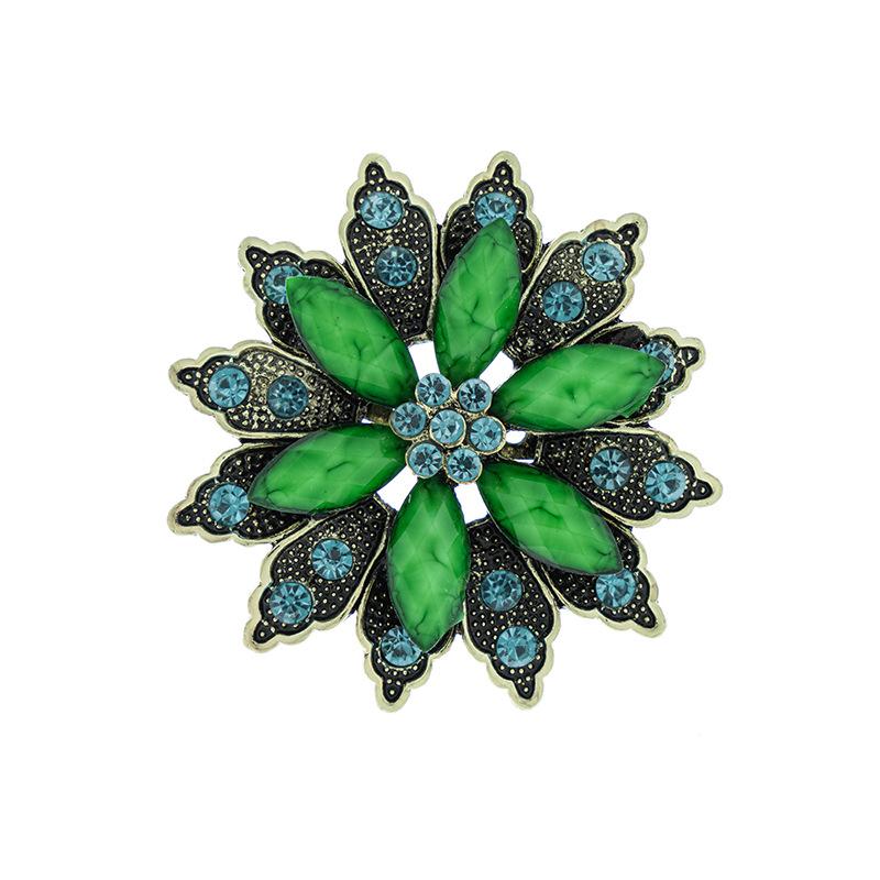 Bouquet Brooch Jewelry for Women Wedding Vintage Resin Flower Bride Pins Rhinestone Crystal Banquet