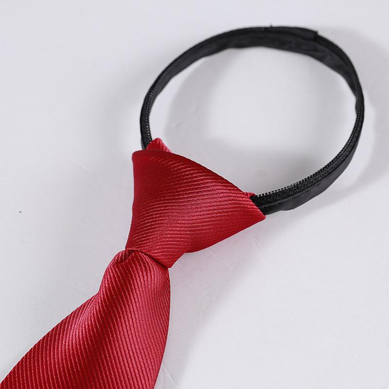 Zipper Tie Plain Face Upscale Groom Best Man Presides Over Hotel Business Men And Women Professional Dress Wedding Red And Black Collar
