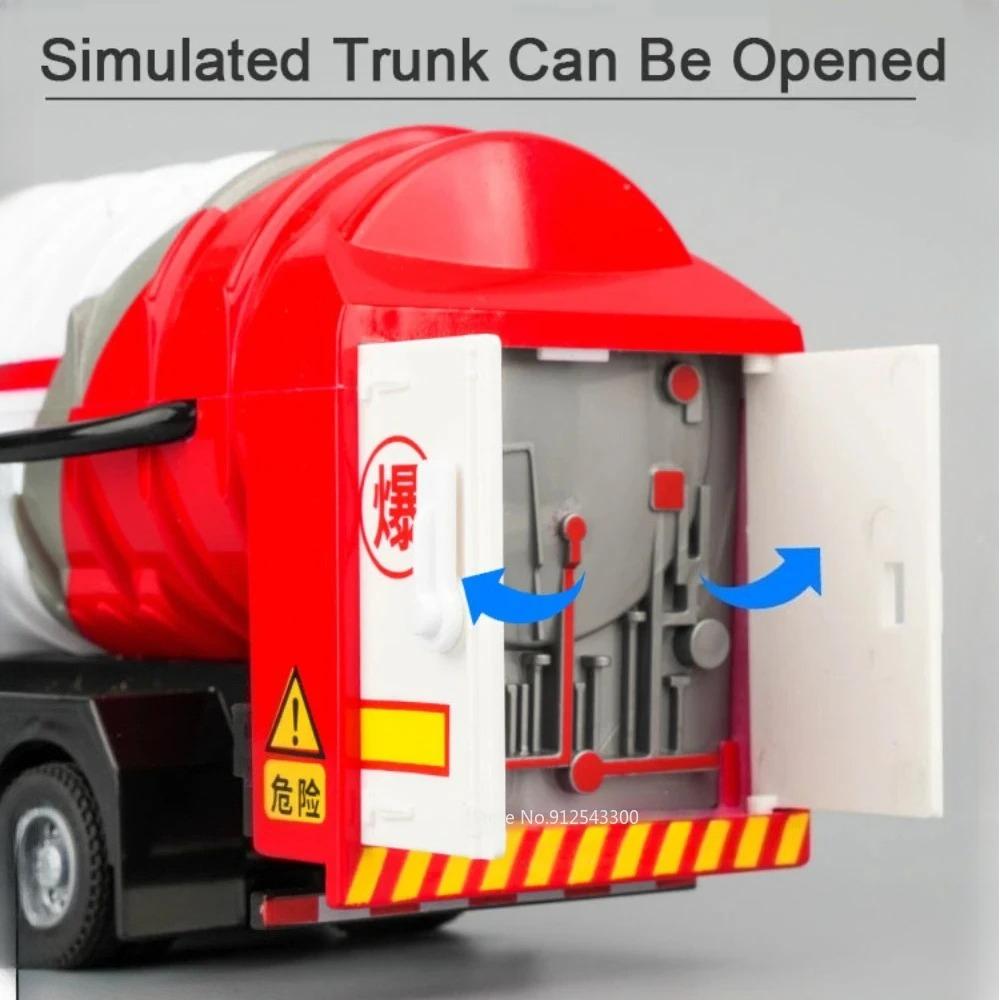 1:50 Scale Gas Tanker Fire Truck Toy Model Car Alloy Diecasts Light Sound Spray Engineering Vehicles Models Boys Holiday Gifts