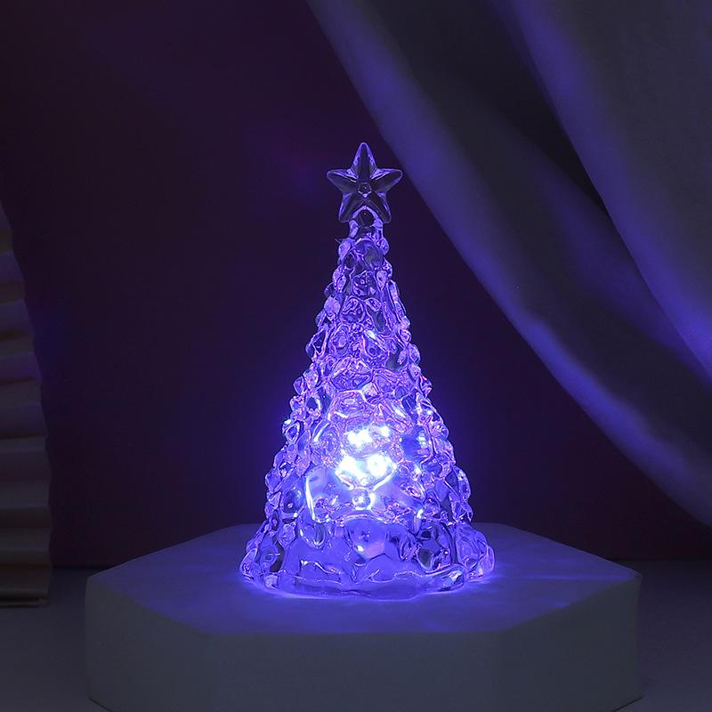 Veilleuse Arbre de Noël en Cristal Ornement de Bureau de Noël Lampe Arbre de Noël Cadeau de Noël Brille dans le Noir Décoration de Maison