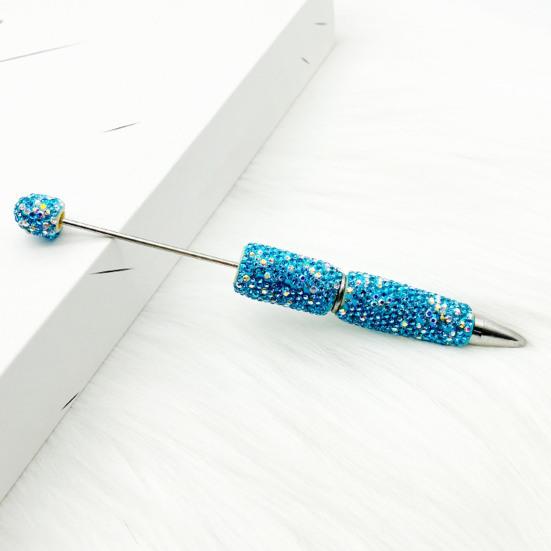 Comfortable Grip Gel Pen Diamond Beadable Pens, Bling Rhinestone Beaded DIY Bead Pen, Crystal Shaft Decorative Craft Black Ink Ballpoint Pens
