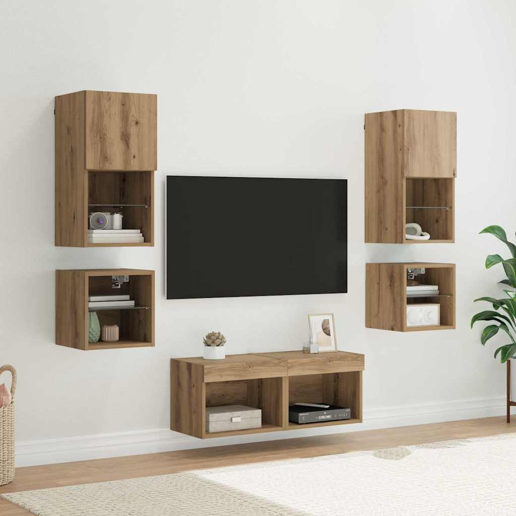 TV Wall Units 8 pcs Artisan Oak Wood Based Material