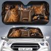 Lady Cat and Cat Driver Sun Visor Portable Car Windshield Sun Shade UV Protection and Heat Insulation for Front Window