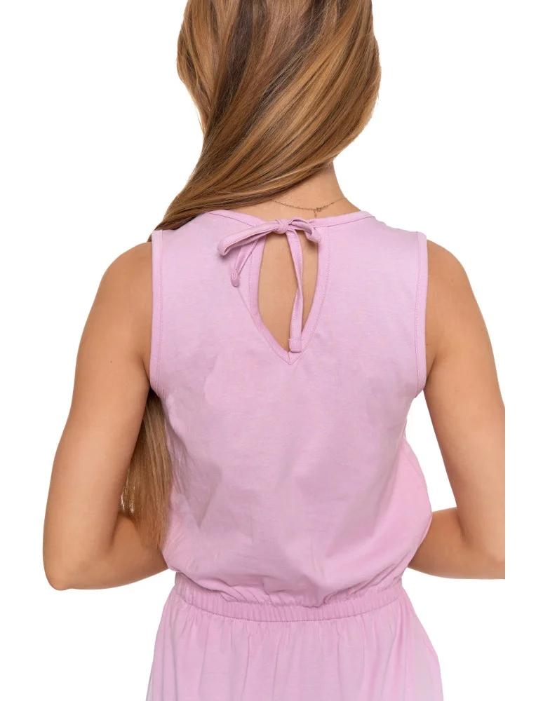 Women's Maxi Cotton Dress Comfortable with Side Slit Loose MORAJ L PINK