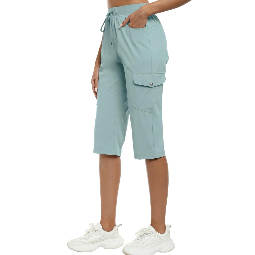 CapriPants for Women Lightweight Pants for Women Casual Summer Shorts with Zipper Pockets