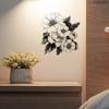 Black and White Floral Toilet Wall Stickers, Self-Adhesive Decals for Bathroom Bedroom Living Room Background Wall Decoration
