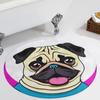 Funny Cartoon Pug Puppy Dog Round Rug Washable Area Rugs Indoor Circle Door Mat Soft Non-Slip Carpet for Living Room Bedroom