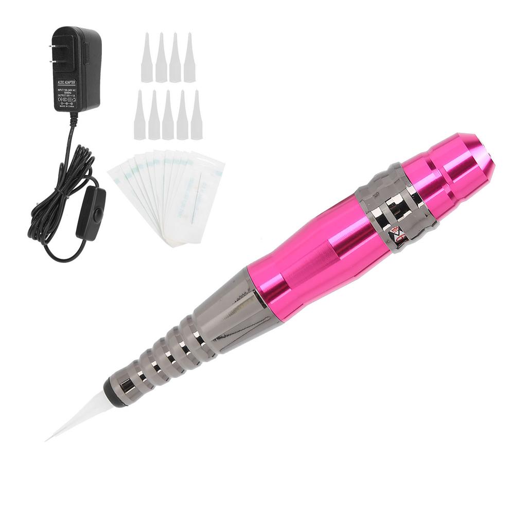 Semi Permanent Microblading Machine Pen Eyebrow Lip Tattoo Machine Needle Cap Set  (Rose Red )