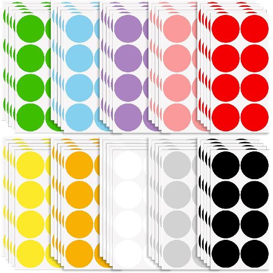 2 Inch Colored Dot Stickers, 400 Pcs Round Color Coding Labels, Removable Writable Circle Sticky Stickers for Organizing, Sorting, Pricing, Garage,
