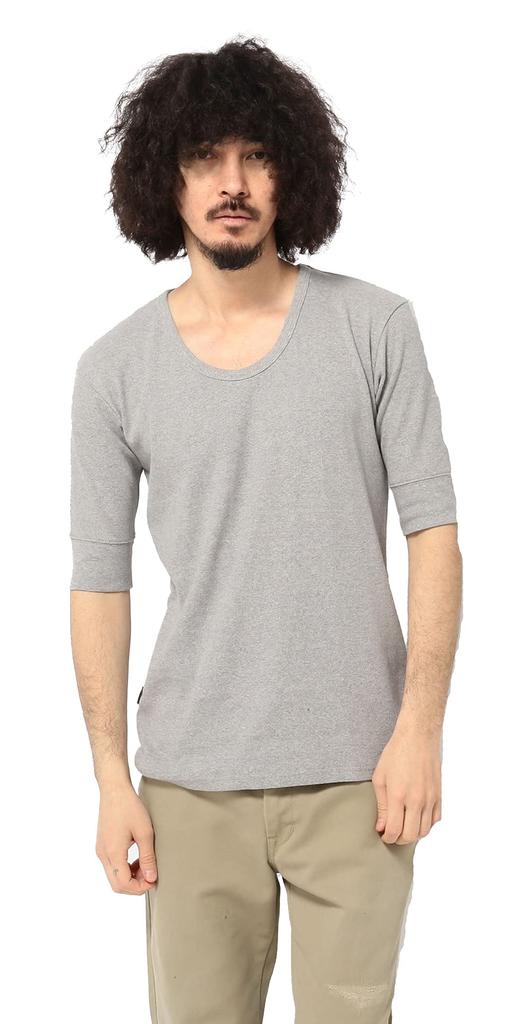 Avirex Daily Rib Half Sleeve T-Shirt (Antibacterial, Anti-odor) Men's Size Large, 6143508, Gray, 014