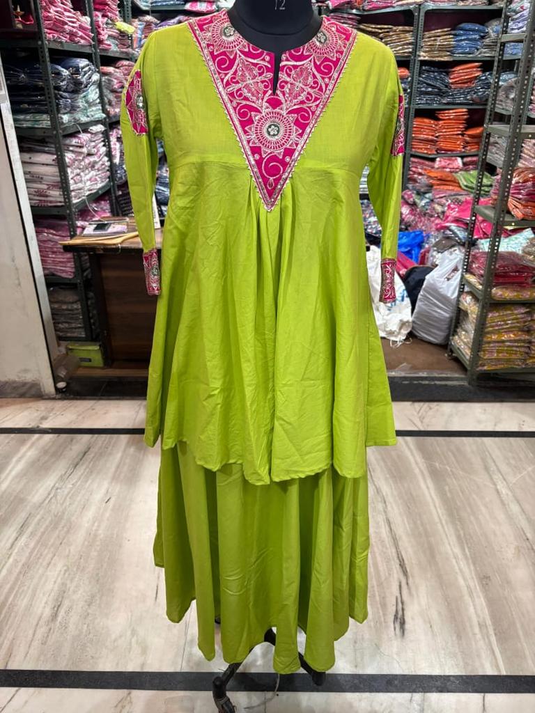 Indyjski Projektant Imprezowy Długi Spódnica Kurta Zestaw Kobiety Bollywood Top Tunika Sznurek Kurti Zestaw