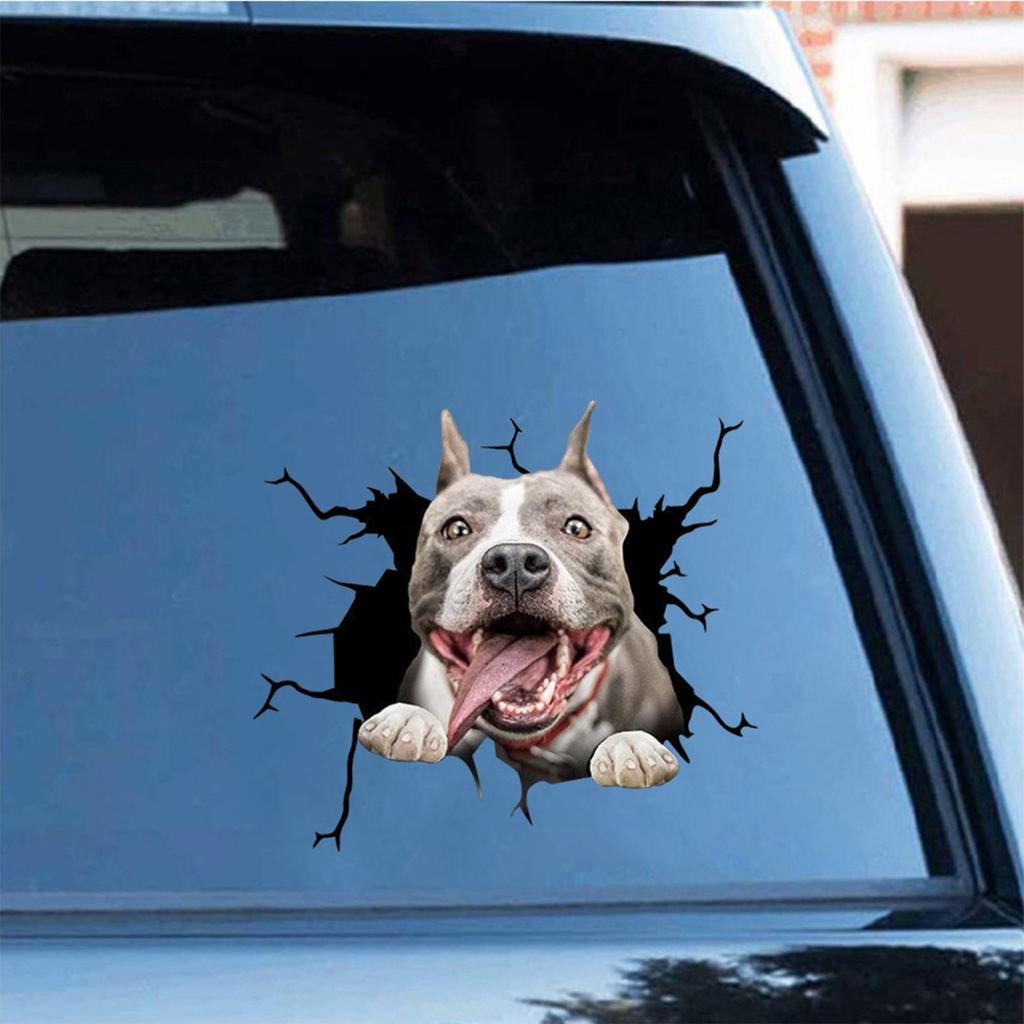 3D Dog Crack Sticker PVC Plastic Sticker Car Window Decal Laptop Funny Decals