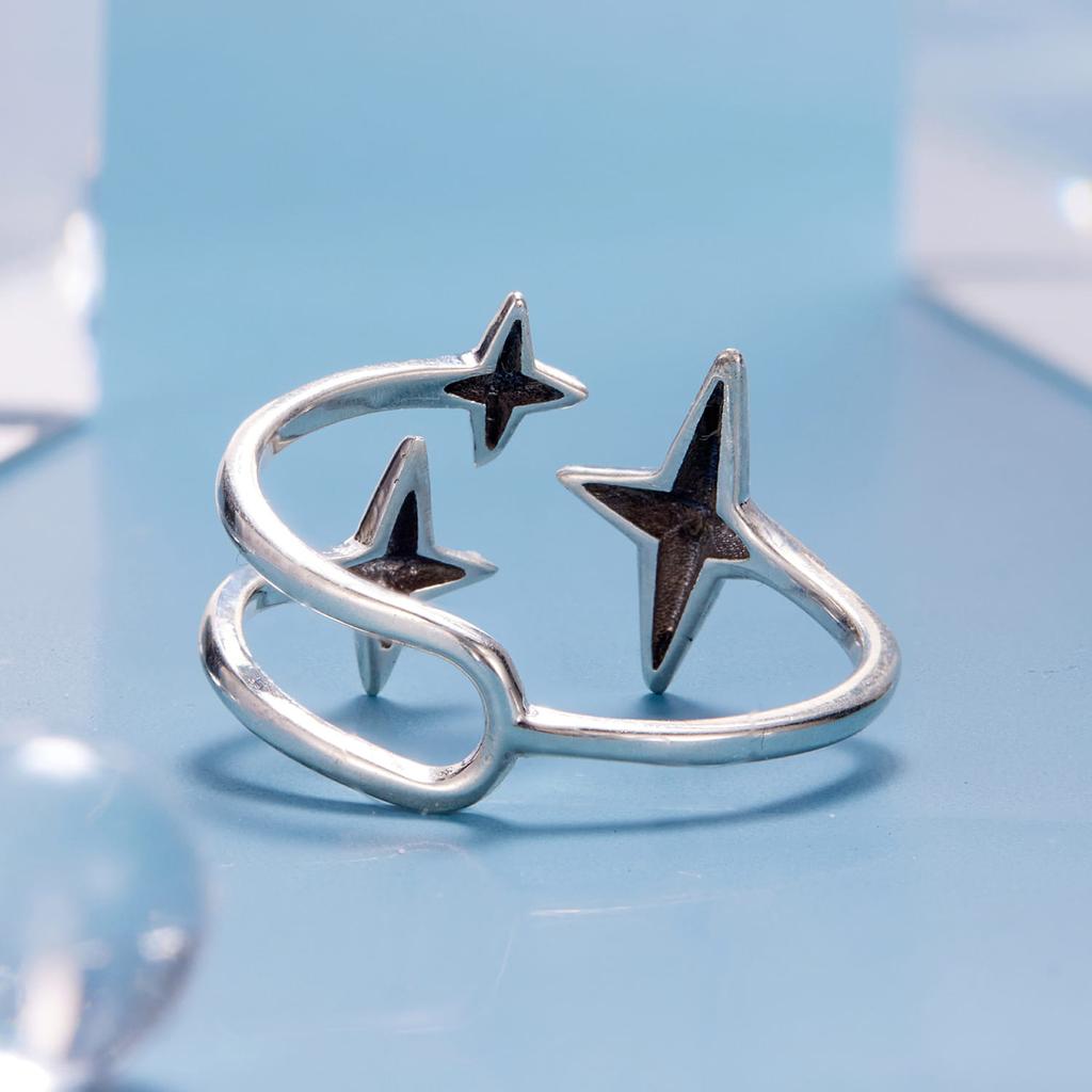 Silver universal ring THREE STARS silver 925