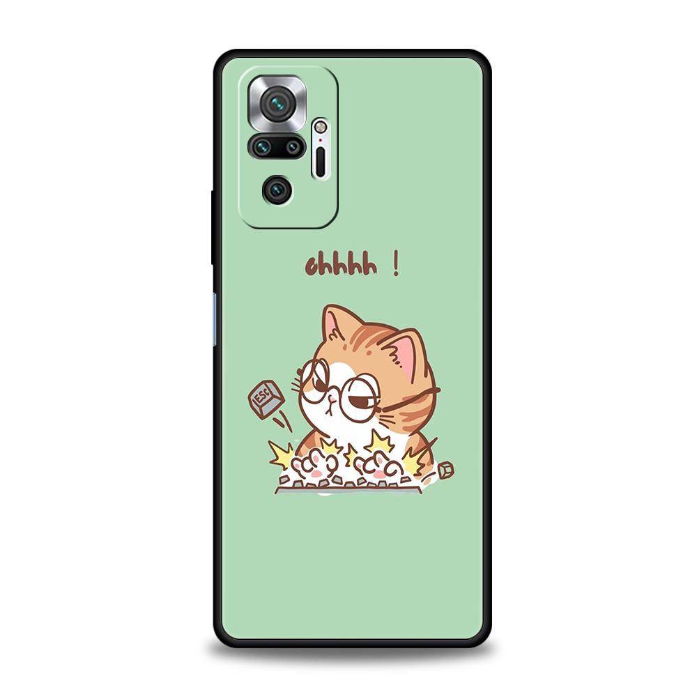 Cartoon Funny Cat Phone Case Cover for Redmi 14C 10C Note 14 13 12 10 11 Pro Plus 7 8T K40 K50 Gaming Pro Plus 5G Soft Shell Bag