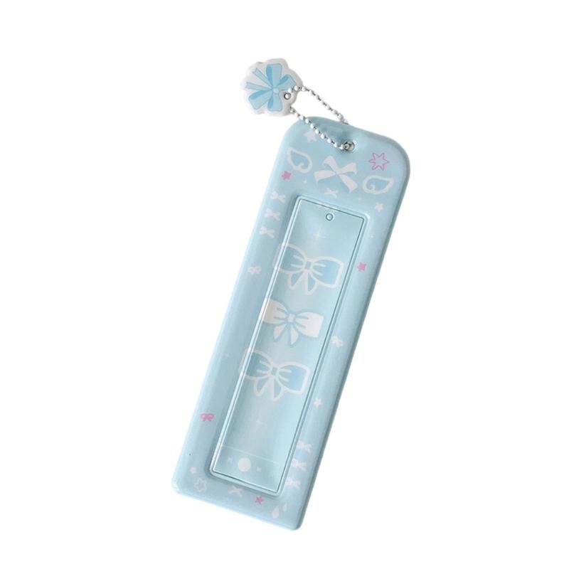 

Korean Popular Photocard Holder ID Badge Holder with Keychain Hard Shell Protective Photo Sleeve ID Cards Holder Pendant синій