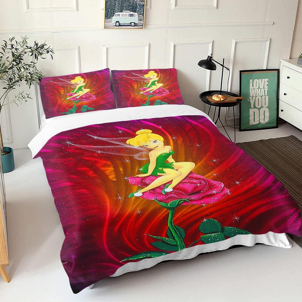 Kreslený anime povlak na přikrývku Zvonilka 100% polyester Šetrný k pokožce Prodyšný Roztomilý potisk Přikrývka Ložní prádlo