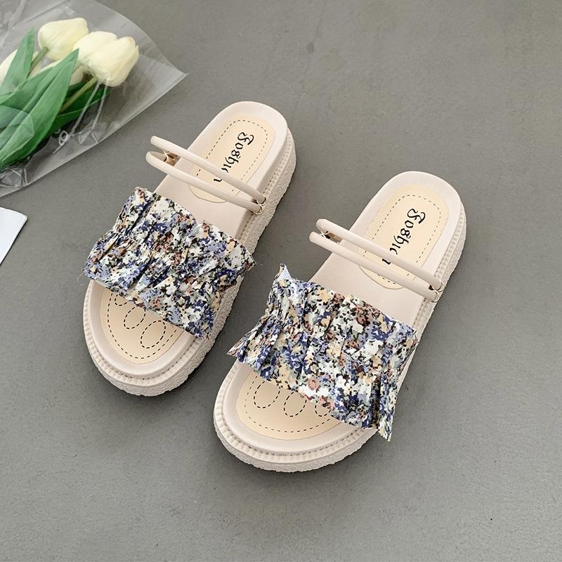 Niche sandals women's summer flat bottom new fashion thick bottom two wear sandals