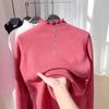 Fleece Sweater Women's Thick Fungus Edge Integrated Fleece Knitted Bottoming Shirt with Autumn and Winter Semi-turtleneck Thermal Top