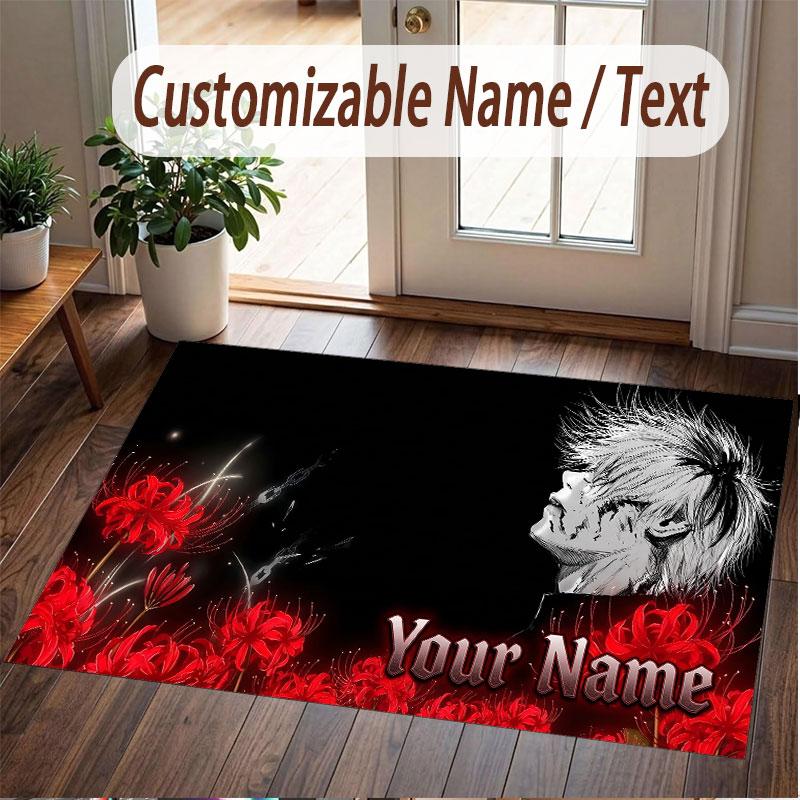 Custom Name Crystal Velvet Rug,Tokyo Ghoul Comfortable Anti Slip Floor Mat For Room Decoration