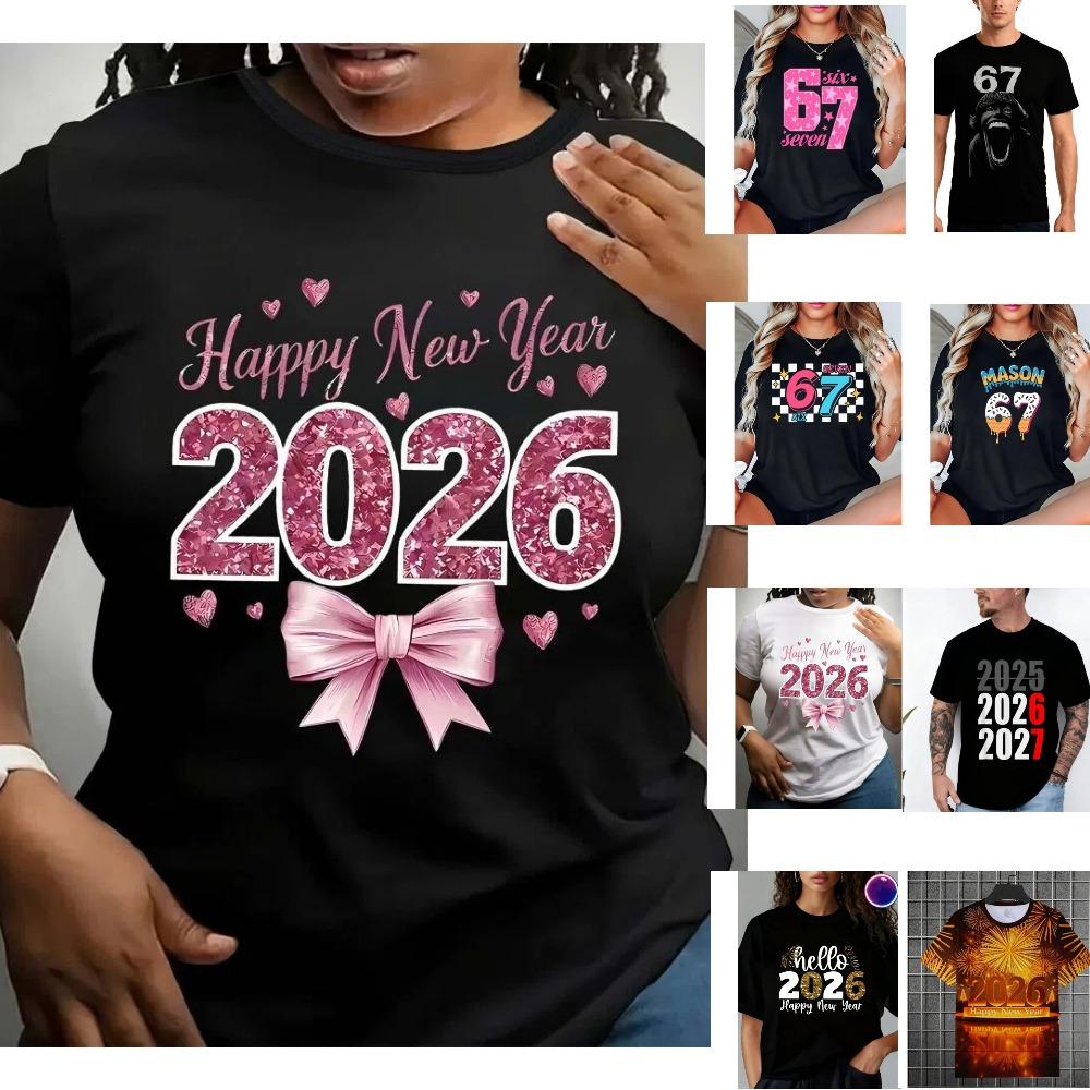 2026 Fashion 6 7 Print T Shirt Women's Short Sleeves Harajuku Street Fashion T-shirt Man Women Summer Tops Tees