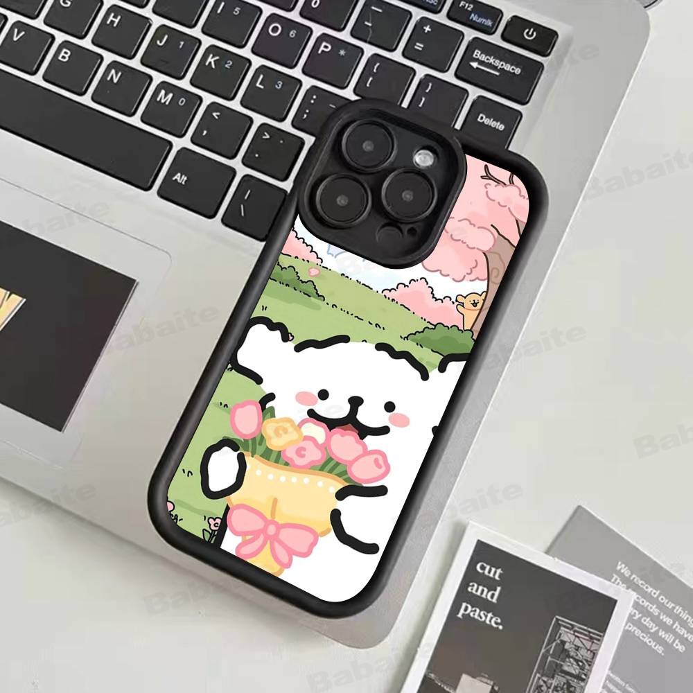 Maltese Cute Line Puppy Dog For IPhone 17 Pro Max 16 15 14 13 12 11 Plus Black Soft Phone Cover