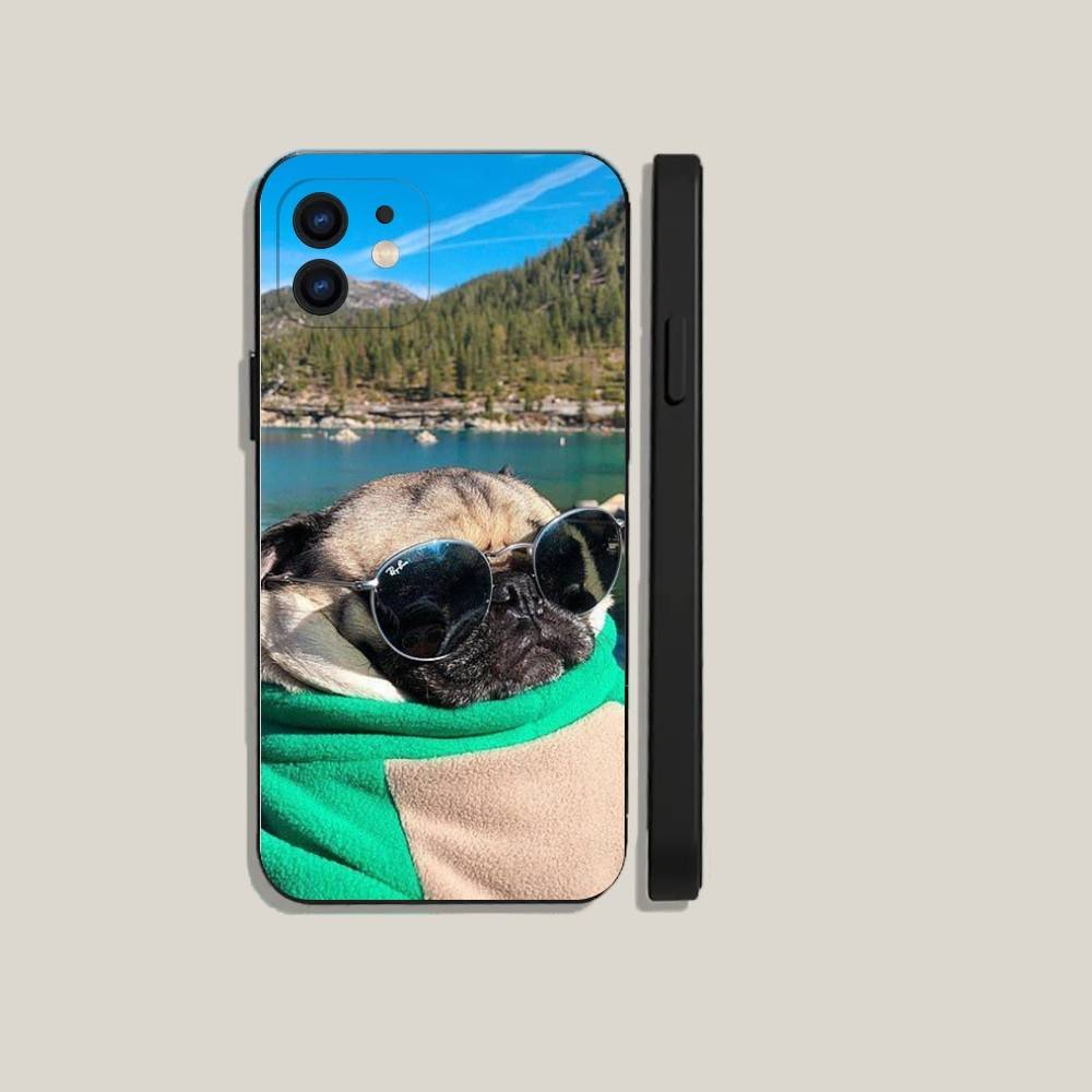 Pug Dog French Bulldog Phone Case For iPhone16,15,14,13,12,11,Plus,Pro Max,XS,X,XR,SE,Mini,8,7 Soft Silicone Black Cover
