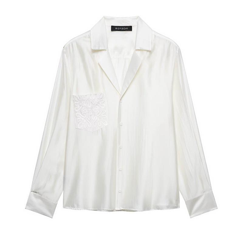 

TAOP&ZA Women s Summer Fashion Loose Casual Embroidered Shirt Top Small