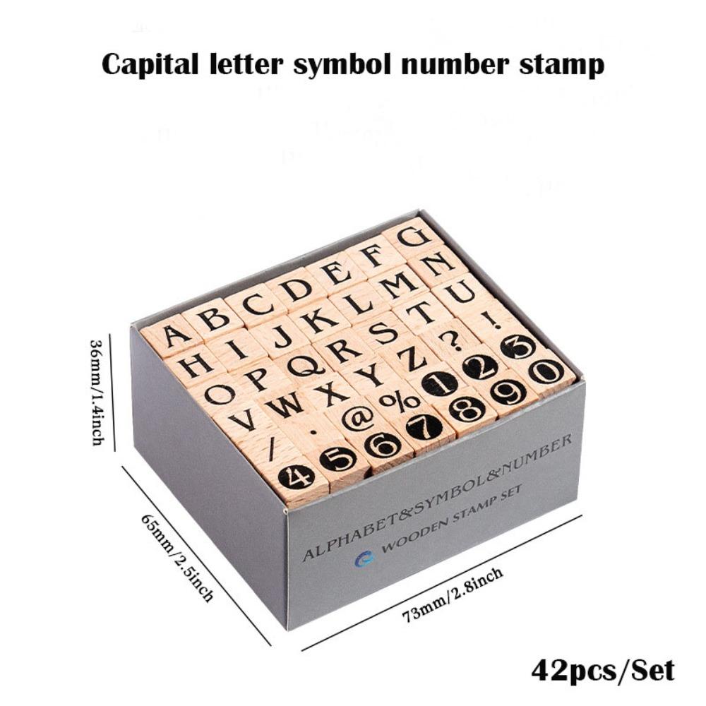 42Pcs/Set Lightweight Mini Stamp Numbers Seals Wooden Multipurpose Letters Seals Clear Carving Geometric Figures Seals