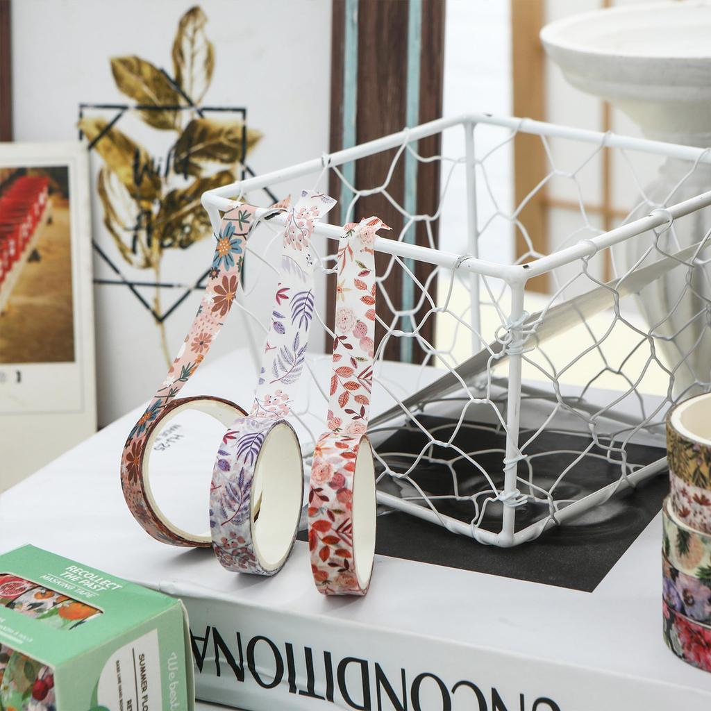 YUBX Masking Bloeiend Bloemig Washi Tape Schattige Dunne Strepen voor DIY Cadeau en Cadeau Decoraties Tape, Set van 60 Stuks, Collectie, Knutselen, Journals, Planners,