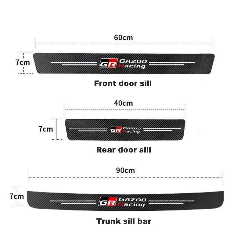 Carbon Fiber Car Sticker Protector Strip Auto Door Sill Waterproof Protect Film For S3 GR Sport Gazoo Racing RAV4 C-HR Mirai JH3