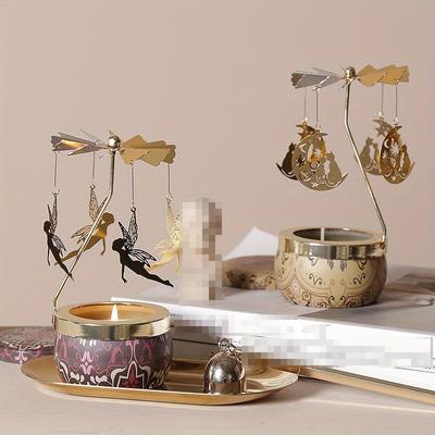 1pc Iron Art Essential Oil Fragrant Candle Cup 7.5CM Rotating Lantern Smokeless Candle with Hand Gift