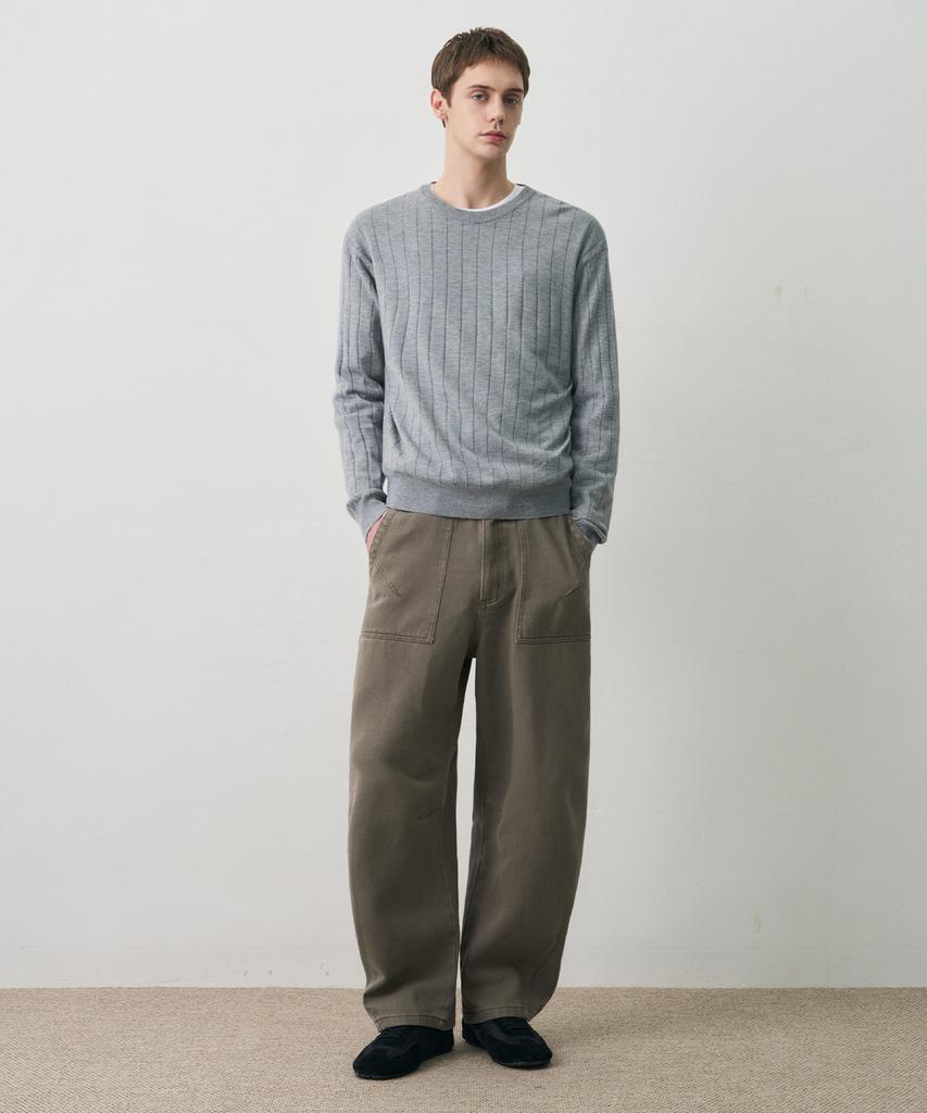 DRAW FIT Curved Washed Fatigue Pants [Khaki Beige]
