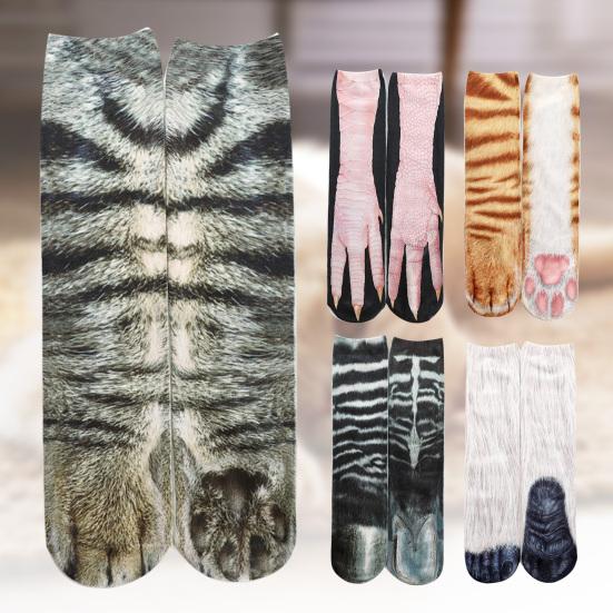 40cm Adult Unisex Warm Double-Side 3D Print Animal Foot Hoof Paw Simulation Sock