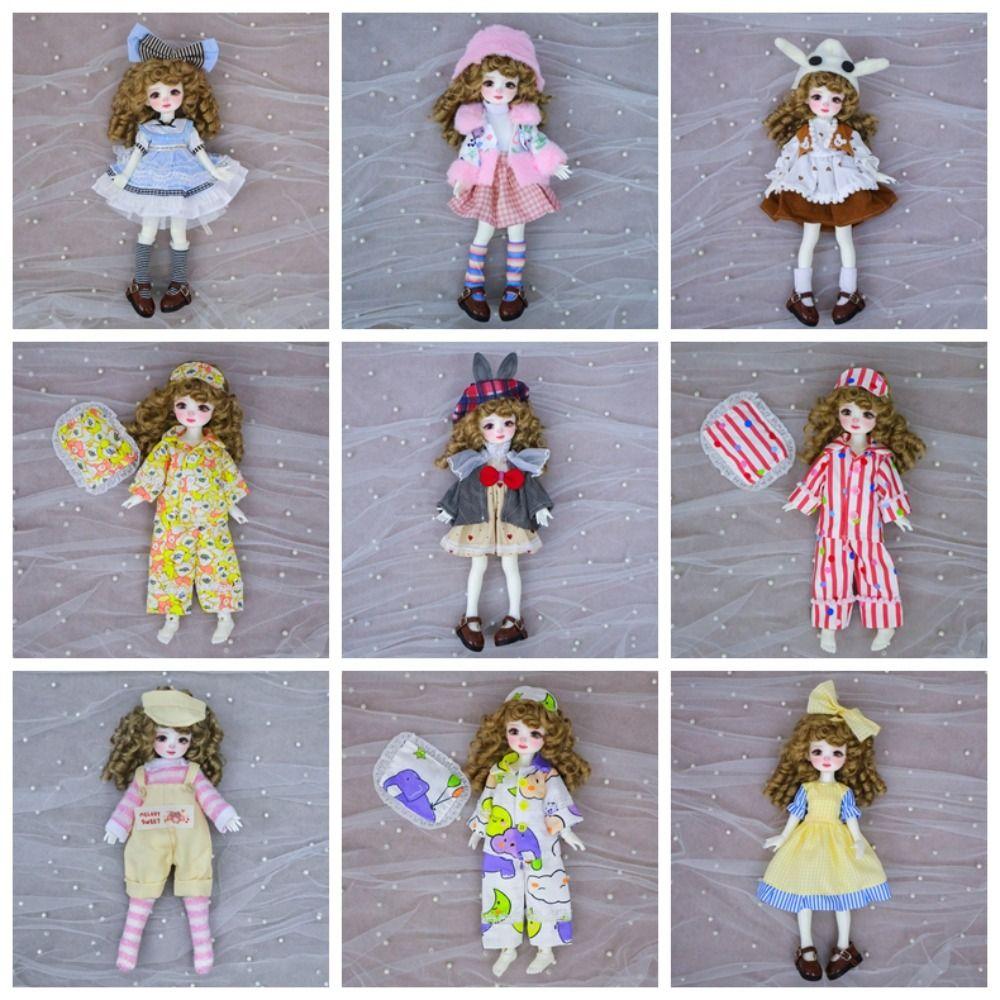 Retro 30cm Doll Clothes Cute Dress Pajamas Trendy Girl Toy Gift (Only Sell clothes)