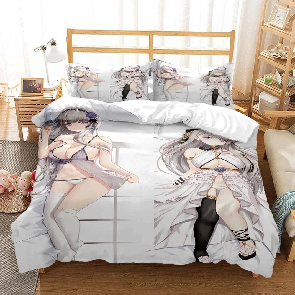 Sexy Anime Beauty Digital Print Comfortable Duvet Quilt Cover Pillowcase Bedding Set Children Bedroom Decoration Home Textile