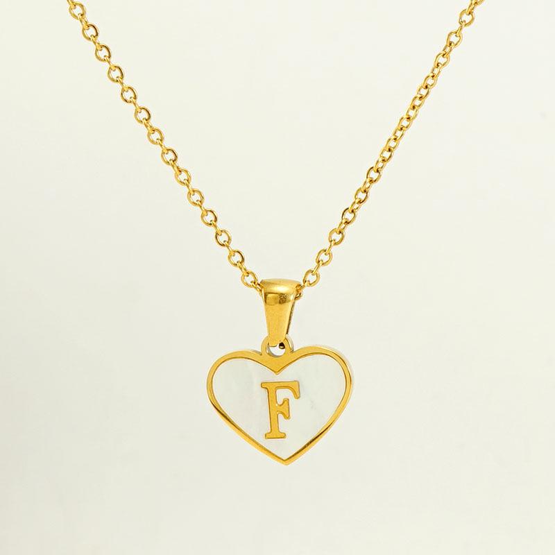 Personalized Heart Letter Necklace: Stainless Steel & Natural Shell Clavicle Chain